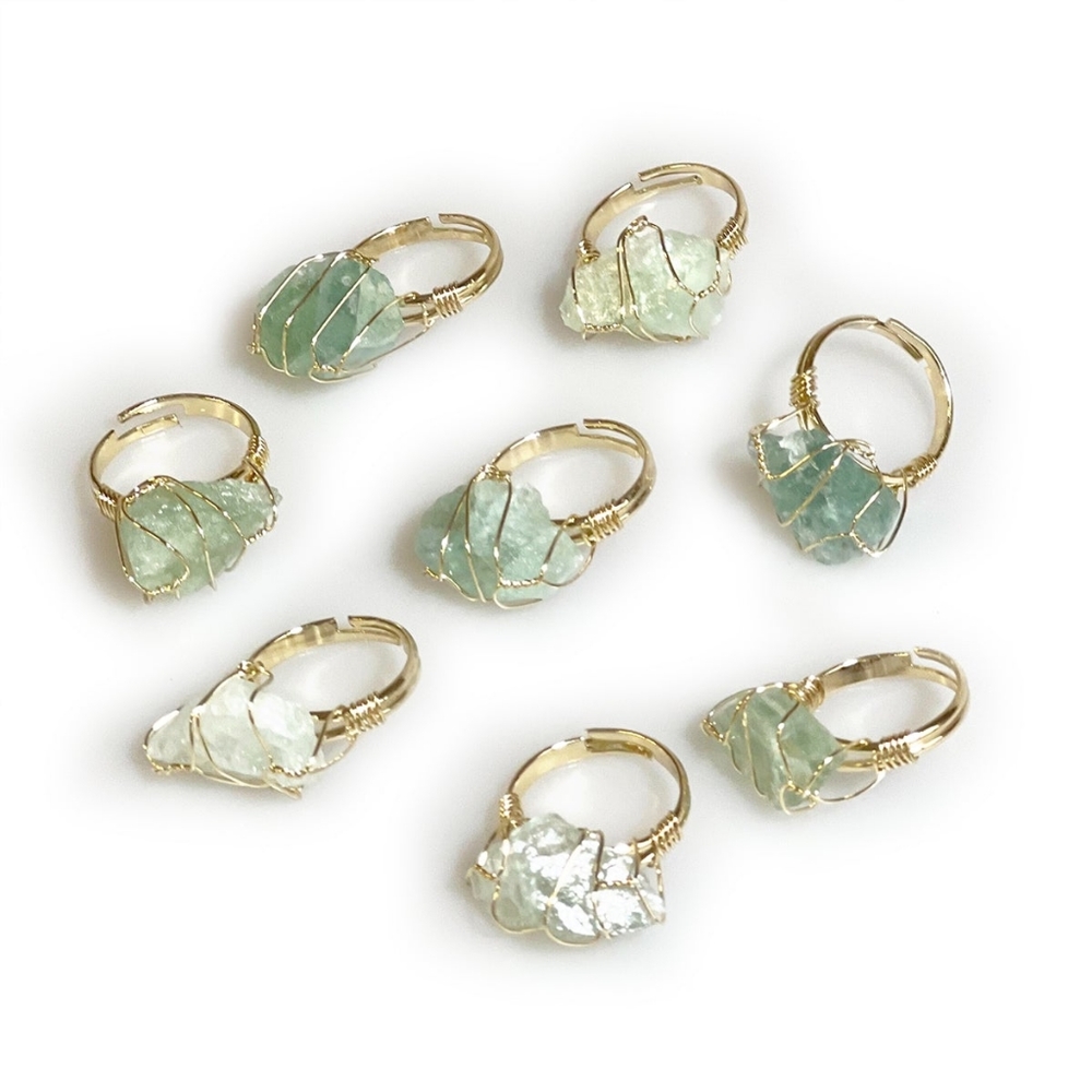 Rough Amazonite Gold Wire-Wrapped Ring - Picture 5 of 5